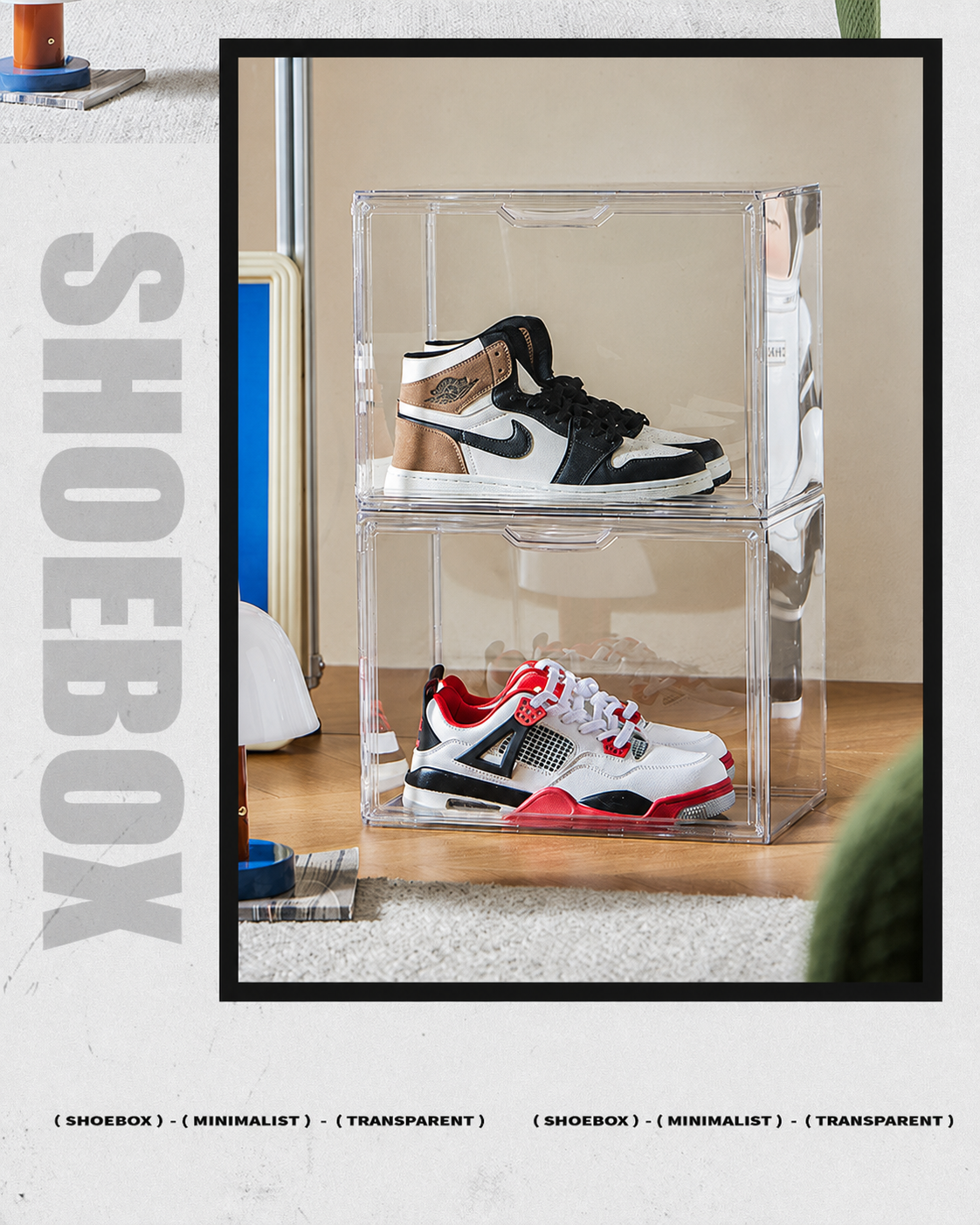 Sneaker Care Box - Clear Stackable Shoe Box with Magnetic