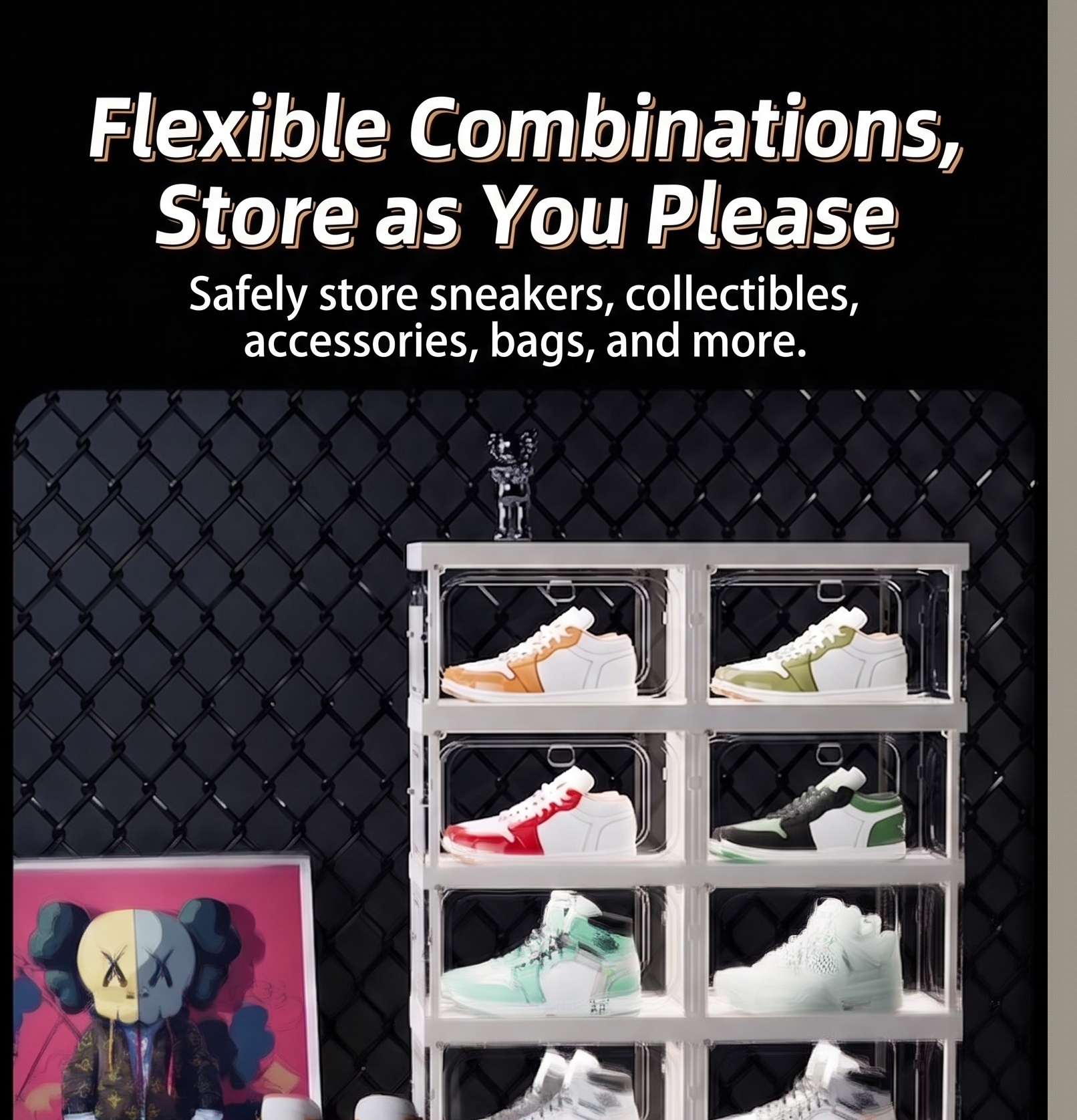 Sneaker Care Box - Large Clear Stackable Shoe Storage Boxes,