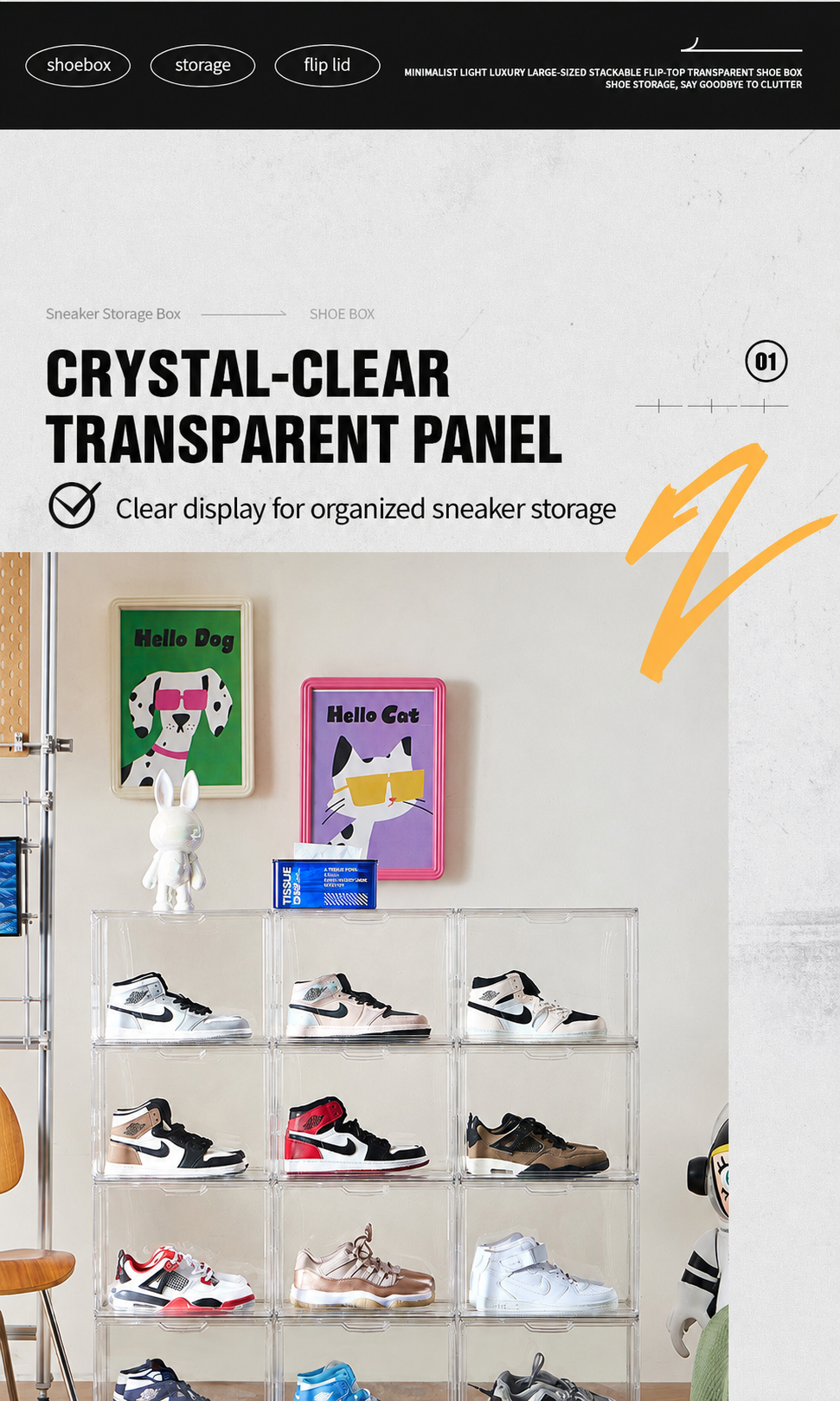 Clear Stackable Shoe Box with  - Sneaker Care Box のレビューと価格