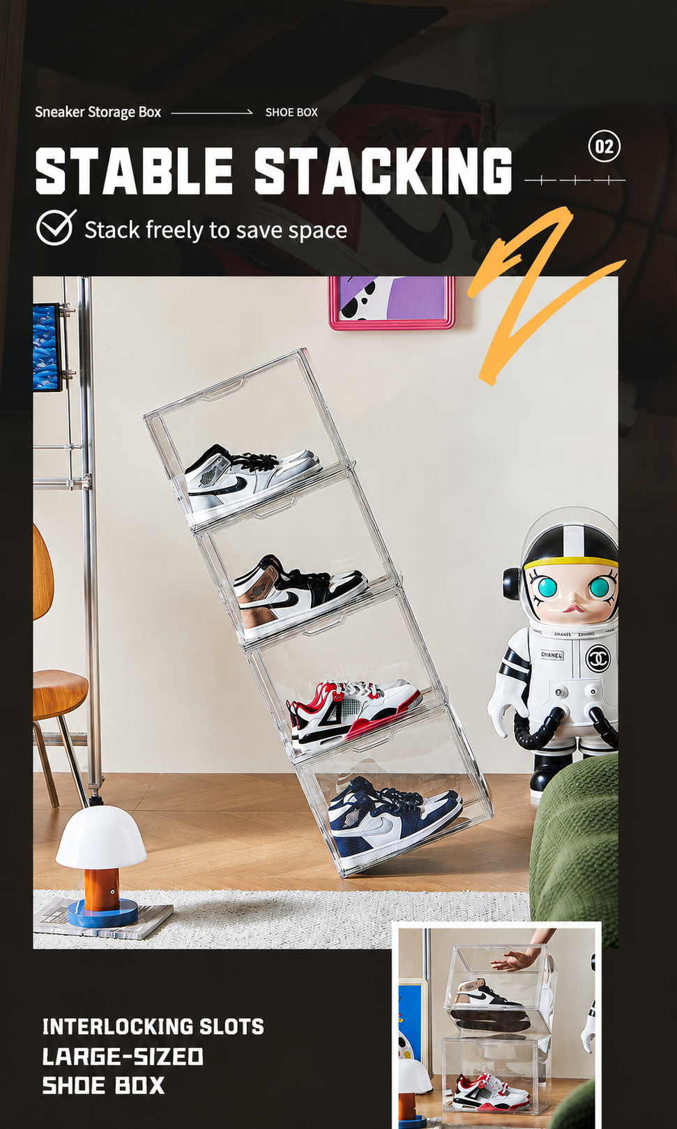 Clear Stackable Shoe Box with  - Sneaker Care Box のレビューと価格